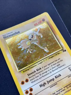 Pokemon TCG Card Hitmonlee Fossil 7/62 Holo Rare MP. - Image 3