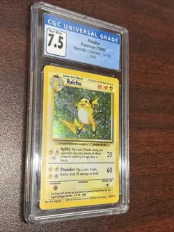 Pokemon TCG Vintage Raichu 14/102 1999 Base Set Holo Rare Graded CGC 7.5 NM - Image 2