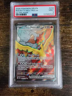 Pokemon 2025 DRI-EN Destined Rivals #208 Rockets Moltres EX PSA 9 MINT - Image 1