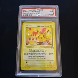 Pokemon Birthday Pikachu Black Star Promo Holo PSA 9 MINT 2000 - Image 1