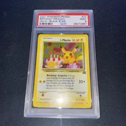 Pokemon Birthday Pikachu Black Star Promo Holo PSA 9 MINT 2000 - Image 3