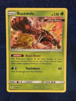 Pokemon Buzzwole Ultra Beast Holo Rare # 21/236 - Cosmic Eclipse - LP - Image 1