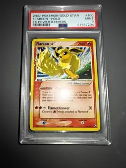 Pokemon 2007 Ex Power Keepers Flareon Gold Star PSA 9 Mint #100 Englisch - Image 1