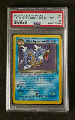 2000 Pokemon Rocket Dark Gyarados Holo 1st Edition PSA 8 - Image 1