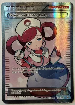 Pokemon Center Lady Holofoil Ultra Rare - Flashfire 105/106 Heavy Play - Image 1