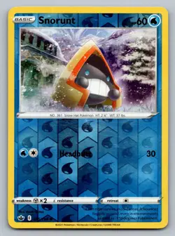 Pokemon TCG SWSH06: Chilling Reign Snorunt 035/198 Reverse Holo - Image 1