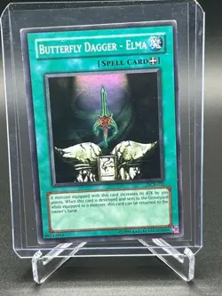 Yugioh TCG Butterfly Dagger - Elma DCR-032 Super Rare 1st Edition LP - Image 1