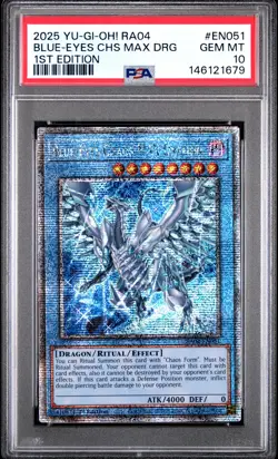 2025 YU-GI-OH! RA04-QUARTER CENTURY STAMPEDE BLUE-EYES CHAOS MAX DRAGON PSA 10 - Image 1