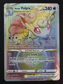 Pokemon Alolan Vulpix VSTAR Rainbow Full Art Card 197/195 Near Mint Condition - Image 1