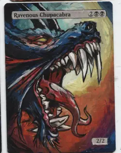 Ravenous Chupacabra MTG Altered art MAGIC Hand Painted Card Commander - Image 1