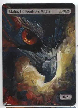 Maha, Its Feathers Night MTG Altered art MAGIC Hand Painted Card Commander - Image 1