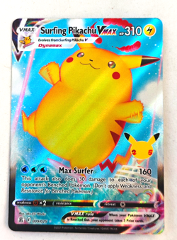 Surfing Pikachu VMax 009/025 Ultra Rare Holo 21 Celebrations Pokemon Card (Har) - Image 1