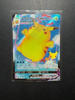 Pokemon TCG Surfing Pikachu VMAX 009/025 Celebrations Holo, Near mint condition - Image 1