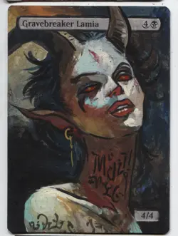 Gravebreaker Lamia MTG Altered art MAGIC Hand Painted Card Commander - Image 1