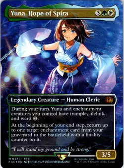 Yuna, Hope of Spira (Borderless) (Chocobo Track Foil) 571 FINAL FANTASY NM MTG - Image 1
