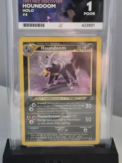 Pokemon TCG Houndoom Neo Discovery Holo Card 4/75 ACE 1 Poor - Image 3