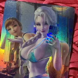 Elsa & ANNA FROZEN OOTD Teaser ACG Anime Goddess WAIFU HOLO Card 2 - Image 2