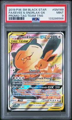 Eevee Snorlax GX 2019 Pokemon Sun Moon Tag Team Promo #SM169 PSA 9 (POTENTIAL 10 - Image 1