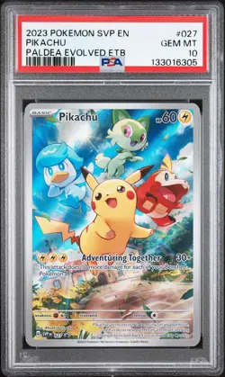 2023 POKEMON SVP PALDEA EVOLVED ETB PROMO #027 PIKACHU PSA 10 - Image 1