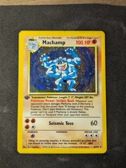 Pokemon TCG Machamp Base Set 1st Edition 8/102 Cosmos Holo - Image 1