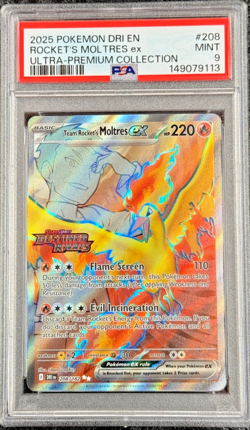2025 POKEMON DRI ROCKET'S MOLTRES EX ULTRA-PREMIUM COLLECTION #208 STAMPED PSA 9 - Image 1