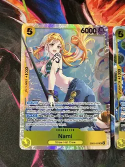 One Piece NAMI Alt Art EB03-053 + SR SET English NM Heroines NEW - Image 2