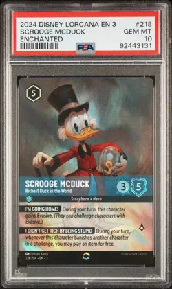 2024 Disney Lorcana Enchanted Scrooge McDuck Richest Duck #218 PSA 10 #3131 - Image 1