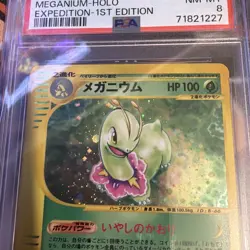 Meganium 102/128 1st Edition Holo Japanese Expedition Pokemon Card WOTC PSA 8 - Image 3