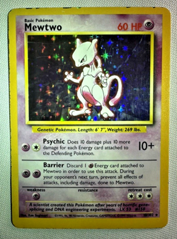 Mewtwo Base Set Unlimited Holo Rare 10/102 Vintage Pokemon Card - Image 1