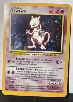 Mewtwo Base Set Unlimited Holo Rare 10/102 Vintage Pokemon Card - Image 3