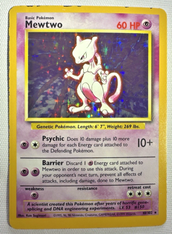 Mewtwo Base Set Unlimited Holo Rare 10/102 Vintage Pokemon Card - Image 4