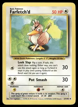 Pokemon Cards Farfetch'd 27/102 Base Set WOTC Unlimited Uncommon NM - Image 1