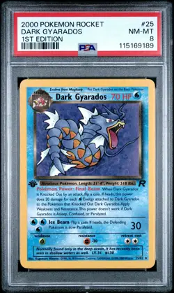 2000 POKEMON ROCKET 1ST ED #25 DARK GYARADOS PSA 8 - Image 1