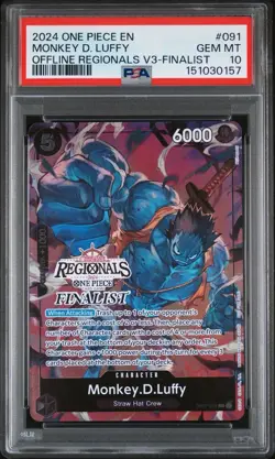 2024 ONE PIECE OFFLINE REGIONALS PACK VOL.3 091 MONKEY D. LUFFY FINALIST PSA 10 - Image 1