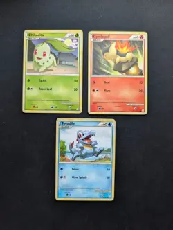 NM Pokemon Totodile Chikorita Cyndaquil 3 Regular Card Lot HeartGold SoulSilver - Image 1
