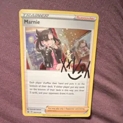 Pokemon Marnie SWSH120 Promo Autographed Holo English Card - Image 1
