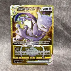 Pokemon Mewtwo VStar 086/078 Pokemon GO SECRET RARE Gold Psy Purge Star Raid - Image 1