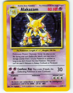 Alakazam - Holo - 1/102 Base Set - Pokemon TCG - 1999 - Image 1