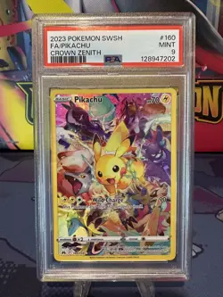 2023 POKEMON SWORD & SHIELD CROWN ZENITH #160 FULL ART/PIKACHU PSA 9 - Image 1
