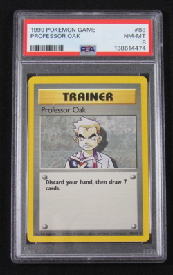 1999 Pokemon Game PROFESSOR OAK UNLIMITED 88/102 PSA 8 NM-MT - Image 1