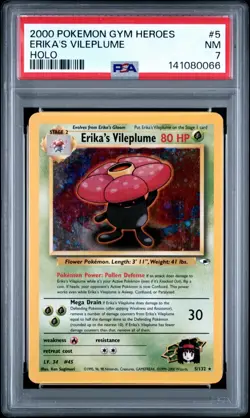 Pokemon Gym Heroes Erika's Vileplume Holo 5/132 PSA 7 Unlimited🔥 - Image 1