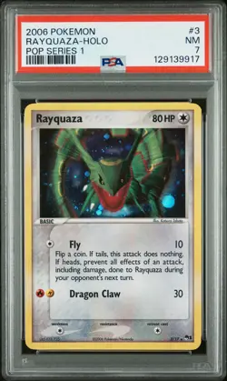 2006 POKEMON POP SER 1 #3 RAYQUAZA-HOLO PSA 7 - Image 1