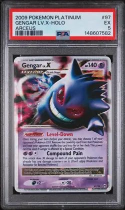 2009 Pokemon Platinum Arceus Gengar LV.X Holo Rare 97/99 PSA 5 - Image 1