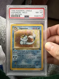 Pokemon Vaporeon #12 Jungle 1st Edition Holo PSA 8 NM-MT - Image 1