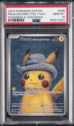 2023 POKEMON SVP EN-SV BLACK STAR PROMO #085 PIKACHU WITH GREY FELT HAT PSA 10 - Image 1