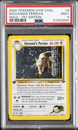 2000 POKEMON GYM CHALLENGE HOLO-1ST ED #8 GIOVANNI'S PERSIAN PSA 9 - Image 1