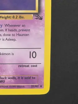 Pokemon TCG Haunter Fossil Card 21/62 Regular Rare, 1999 Vintage Non-Holo - Image 4