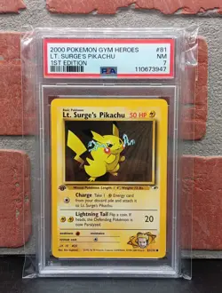 2000 Pokemon 1st Edition Gym Heroes Lt. Surge’s Pikachu PSA 7 Fresh Grade - Image 4