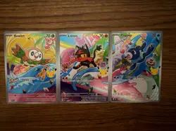 Rowlet, Litten, Popplio First Partner Illustration Set Pokemon - Image 1