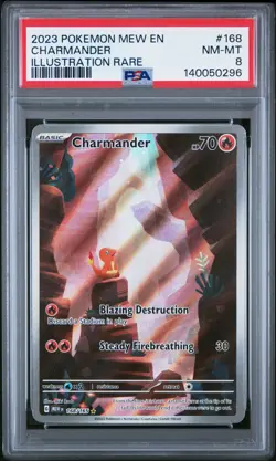 2023 POKEMON MEW EN-151 168 CHARMANDER ILLUSTRATION RARE - PSA 8 (140050296) - Image 1
